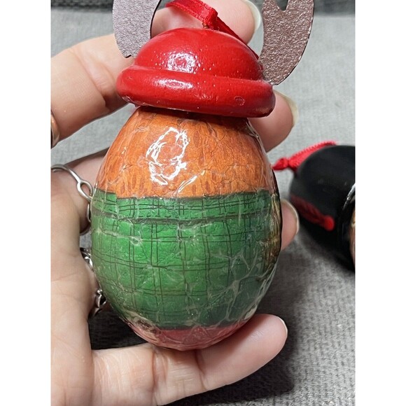 VTG Christmas Ornament 1991 Nutcracker Reindeer Soldier Egg Shaped Lot Signed - Picture 7 of 12